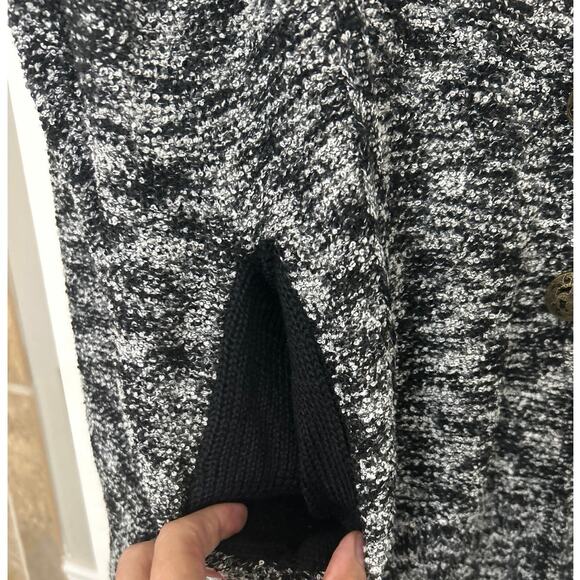 Curio Black Textured Knit Mock Neck Button Down Cardigan Sweater New L - Picture 6 of 16
